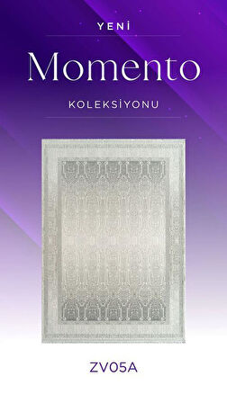 Royal Halı Momento ZV05A Krem Gri Akrilik Yumuşak Dokulu Otantik Çizgili Halı