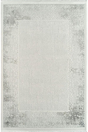 Royal Halı Momento ZV07B Krem Gri Akrilik Yumuşak Dokulu Retro Motifli Halı