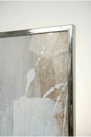 Turuncu ve Siyah Dinamik Vurgulu Modern Bej Cam Tablo- Gümüş Metal Çerçeveli Ev, İş Ve Okul Tablosu