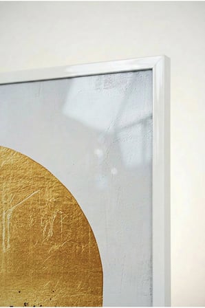 Siyah ve Gold Dairesel Soyut Modern Cam Tablo - Beyaz Metal Çerçeveli Ev, İş Ve Okul Tablosu