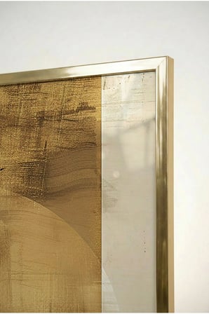 Altın ve Siyah Soyut Cam Tablo - Gold Metal Çerçeveli Ev, İş Ve Okul Tablosu