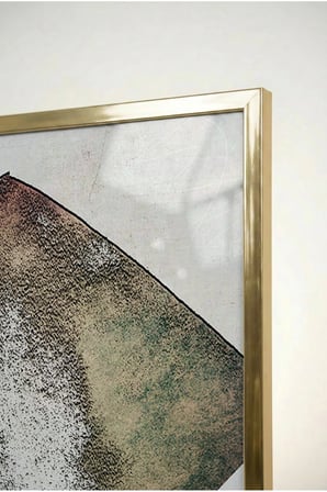 Toprak Tonları Doğal Taş Dokulu Soyut Cam Tablo - Gold Metal Çerçeveli Ev, İş Ve Okul Tablosu