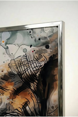 Birbirine Yaslanmış Filler Temalı Cam Tablo - Gümüş Metal Çerçeveli Ev, İş Ve Okul Tablosu