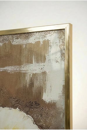 Sarı ve Turuncu Çiçekli Rustik Modern Cam Tablo - Gold Metal Çerçeveli Ev, İş Ve Okul Tablosu