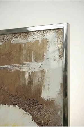 Sarı ve Turuncu Çiçekli Rustik Modern Cam Tablo - Gümüş Metal Çerçeveli Ev, İş Ve Okul Tablosu