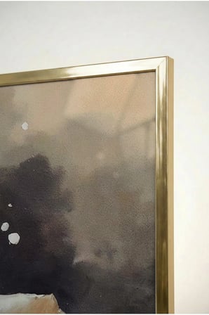Pastel Tonları Çiçekli Cam Tablo - Gold Metal Çerçeveli Ev, İş Ve Okul Tablosu