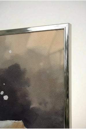 Pastel Tonları Çiçekli Cam Tablo - Gümüş Metal Çerçeveli Ev, İş Ve Okul Tablosu