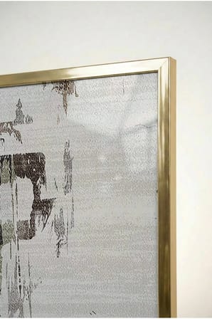 Siyah ve Krem Eskitme Dokulu Soyut Cam Tablo - Gold Metal Çerçeveli Ev, İş Ve Okul Tablosu