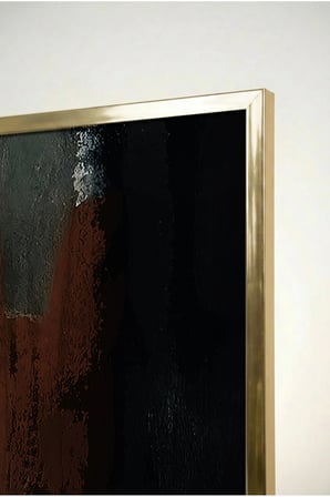 Modern Soyut Antrasit ve Gold Temalı Cam Tablo - Gold Metal Çerçeveli Ev, İş Ve Okul Tablosu