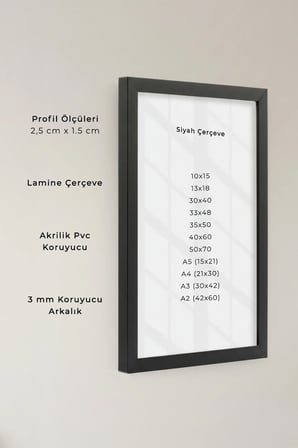 1 ADET Siyah Ahşap Duvar Çerçevesi – Poster ve Fotoğraf Çerçevesi Salon Ahşap Tablo, Bebek Odası Çerçeve