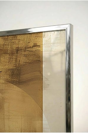 Siyah ve Gold Geometrik Modern 2'li Cam Tablo Seti - Gümüş Metal Çerçeveli Ev Ve Ofis Tablosu