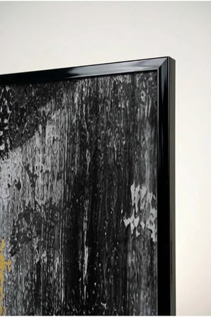 Siyah ve Gold Varak Etkili Soyut 2'li Cam Tablo Seti - Siyah Metal Çerçeveli Ev Ve Ofis Tablosu