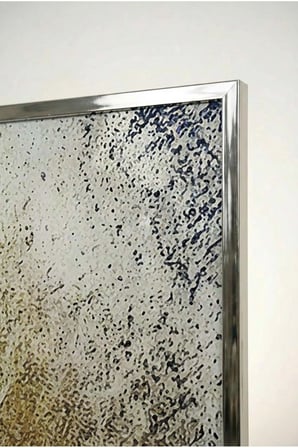 Kintsugi Ruhu Altın Dokulu Soyut 3'lü Cam Tablo Seti - Gümüş Metal Çerçeveli Ev Ve Ofis Tablosu