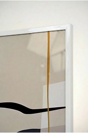 Bauhaus Ruhu Toprak Tonları ve Modern 3'lü Cam Tablo Seti - Beyaz Metal Çerçeveli Ev Ve Ofis Tablosu