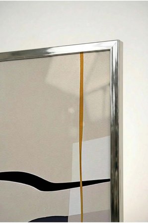 Bauhaus Ruhu Toprak Tonları ve Modern 3'lü Cam Tablo Seti - Gümüş Metal Çerçeveli Ev Ve Ofis Tablosu