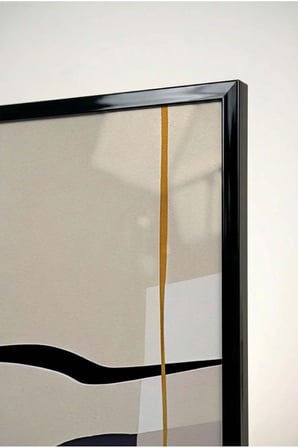 Bauhaus Ruhu Toprak Tonları ve Modern 3'lü Cam Tablo Seti - Siyah Metal Çerçeveli Ev Ve Ofis Tablosu