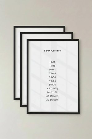 3 ADET Siyah Duvar Çerçevesi – Poster ve Fotoğraf Çerçevesi Salon Siyah Tablo, Bebek Odası Çerçeve