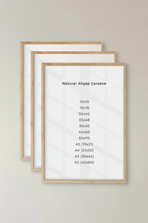 3 ADET Ahşap Duvar Çerçevesi – Poster ve Fotoğraf Çerçevesi Salon Ahşap Tablo, Bebek Odası Çerçeve
