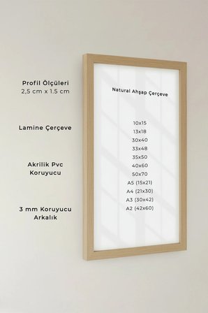 3 ADET Ahşap Duvar Çerçevesi – Poster ve Fotoğraf Çerçevesi Salon Ahşap Tablo, Bebek Odası Çerçeve