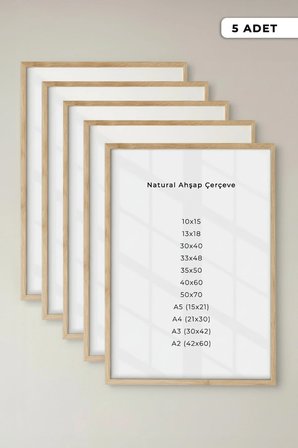 5 ADET Ahşap Duvar Çerçevesi – Poster ve Fotoğraf Çerçevesi Salon Ahşap Tablo, Bebek Odası Çerçeve
