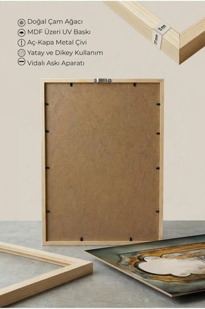Tarihi Pencere ve Köprü Manzaralı Tekli Ahşap Tablo - Doğal Ahşap Çerçeveli Ev ve İş Yeri Tablosu