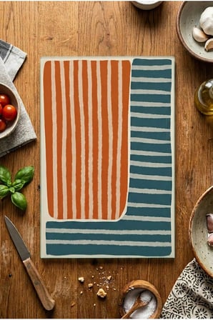Cam Kesme Tahtası Kaymaz Tabanlı Retro Çizgi desenli