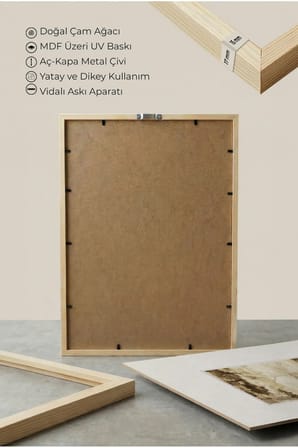 2 ADET DOĞAL AHŞAP ÇERÇEVELİ MİNİMALİST VE KARANLIK DOĞA TEMALI VİNTAGE TABLO