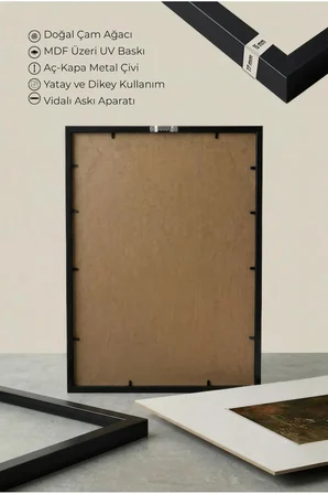 2 ADET SİYAH AHŞAP ÇERÇEVELİ SOLMUŞ YAPRAKLI DAL VE ÇİÇEKLER TEMALI VİNTAGE TABLO