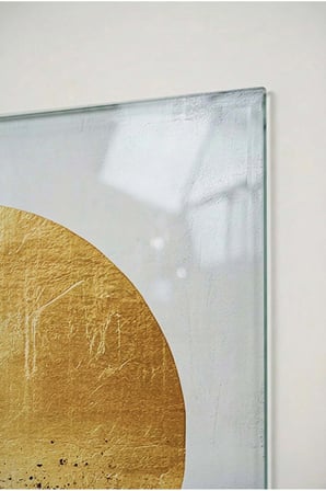 Siyah ve Gold Dairesel Soyut Modern Dekoratif Temperli Cam Tablo - İş , Ev Ve Okul Tablosu