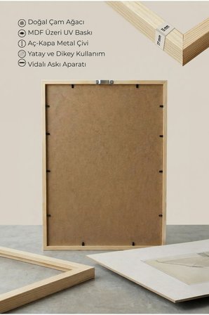 1 ADET DOĞAL AHŞAP ÇERÇEVELİ DENİZ VE SAL TEMALI VİNTAGE TABLO