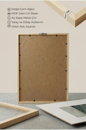 1 ADET DOĞAL AHŞAP ÇERÇEVELİ DENİZ VE SAHİL MANZARASI VİNTAGE TABLO