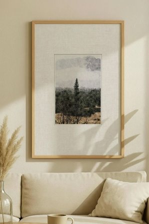 1 ADET DOĞAL AHŞAP ÇERÇEVELİ DOĞA TEMALI VİNTAGE TABLO