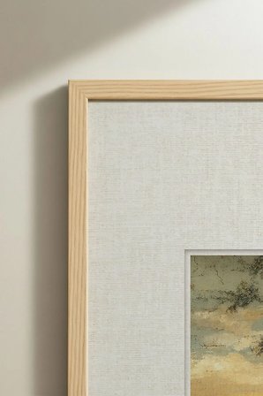 1 ADET DOĞAL AHŞAP ÇERÇEVELİ DOĞA VE GÖL MANZARALI VİNTAGE TABLO