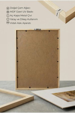 1 ADET DOĞAL AHŞAP ÇERÇEVELİ DOĞA VE ŞELALE MANZARALI VİNTAGE TABLO