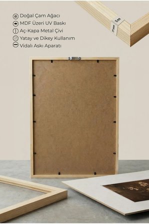 1 ADET DOĞAL AHŞAP ÇERÇEVELİ KARANLIK ÇİÇEKLER TEMALI VİNTAGE TABLO
