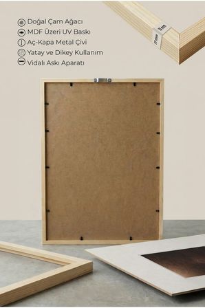 1 ADET DOĞAL AHŞAP ÇERÇEVELİ KAYALIKLARDAKİ GEYİK VİNTAGE TABLO