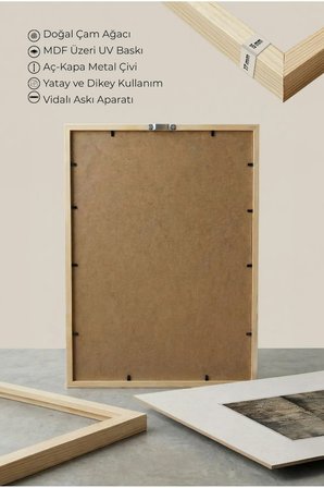 1 ADET DOĞAL AHŞAP ÇERÇEVELİ SOYUT DOKULU YANSIMA VİNTAGE TABLO