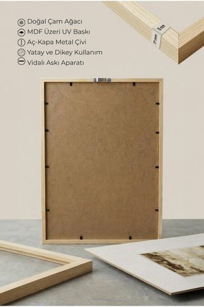 1 ADET DOĞAL AHŞAP ÇERÇEVELİ KARANLIK DOĞA TEMALI VİNTAGE TABLO