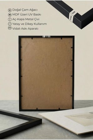 1 ADET SİYAH AHŞAP ÇERÇEVELİ DENİZ VE SAL TEMALI VİNTAGE TABLO