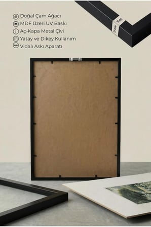 1 ADET SİYAH AHŞAP ÇERÇEVELİ ORMAN MANZARASI VİNTAGE TABLO