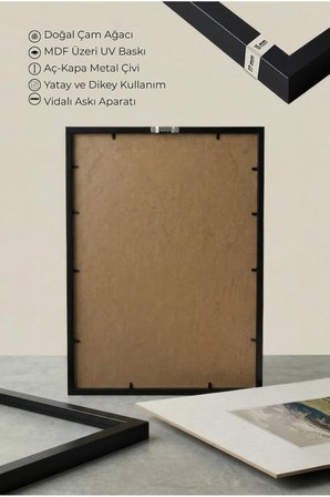 1 ADET SİYAH AHŞAP ÇERÇEVELİ ORMAN MANZARASI VİNTAGE TABLO