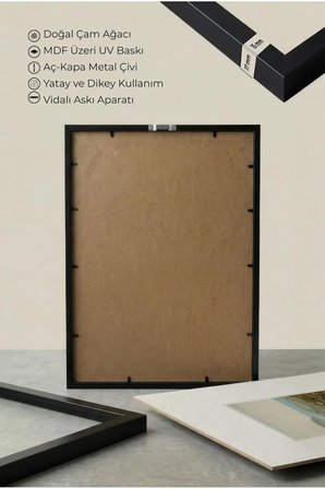 1 ADET SİYAH AHŞAP ÇERÇEVELİ DOĞA MANZARALI VİNTAGE TABLO