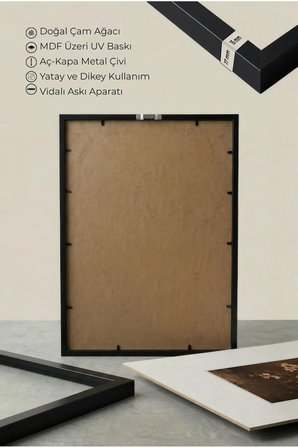 1 ADET SİYAH AHŞAP ÇERÇEVELİ KARANLIK ÇİÇEKLER TEMALI VİNTAGE TABLO