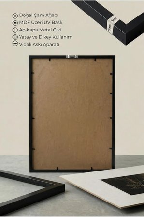 1 ADET SİYAH AHŞAP ÇERÇEVELİ KARANLIK AĞAÇ TEMALI VİNTAGE TABLO