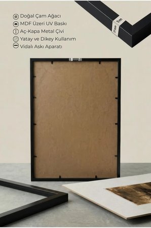 1 ADET SİYAH AHŞAP ÇERÇEVELİ KARANLIK SOLMUŞ AĞAÇ TEMALI VİNTAGE TABLO