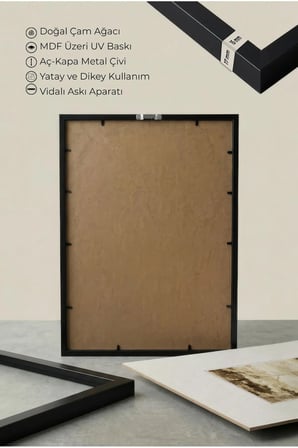 1 ADET SİYAH AHŞAP ÇERÇEVELİ KARANLIK DOĞA TEMALI VİNTAGE TABLO