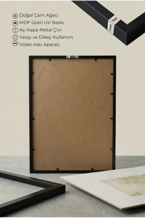1 ADET SİYAH AHŞAP ÇERÇEVELİ MİNİMALİST SOYUT ÇİZİM VİNTAGE TABLO