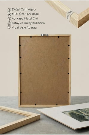3 ADET DOĞAL AHŞAP ÇERÇEVELİ DOĞA VE ÇİÇEK TEMALI VİNTAGE TABLO