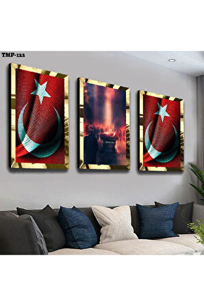 Şehitler Ölmez Gold Pleksili Mdf Tablo