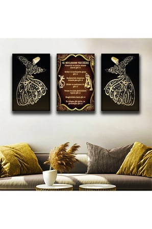 3'lü Kanvas 50 X 70 Cm Mevlananın 7 Öğüdü Ve Semazen Tablosu